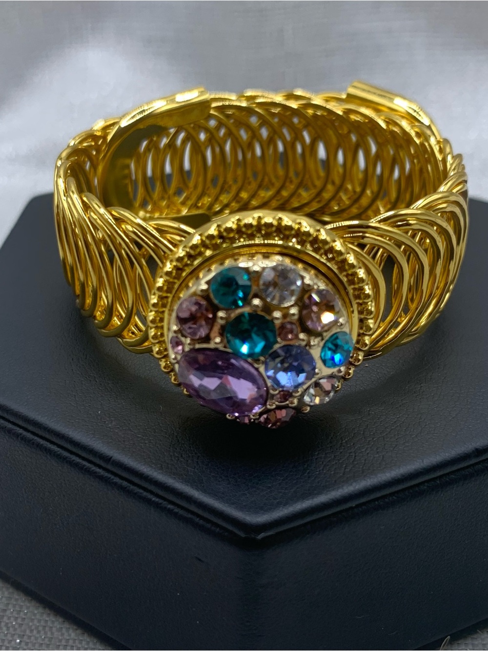 PURPLE - Easiest On/Off Bracelet EVER! Gold Snap Button Bracelet with Charm
